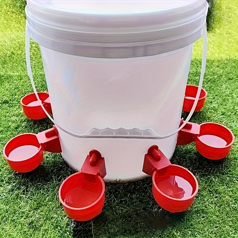 Chicken Nipple Drinker - 5-delige automatische pluimveedrinkerset, rood plastic kippenwatersysteem
