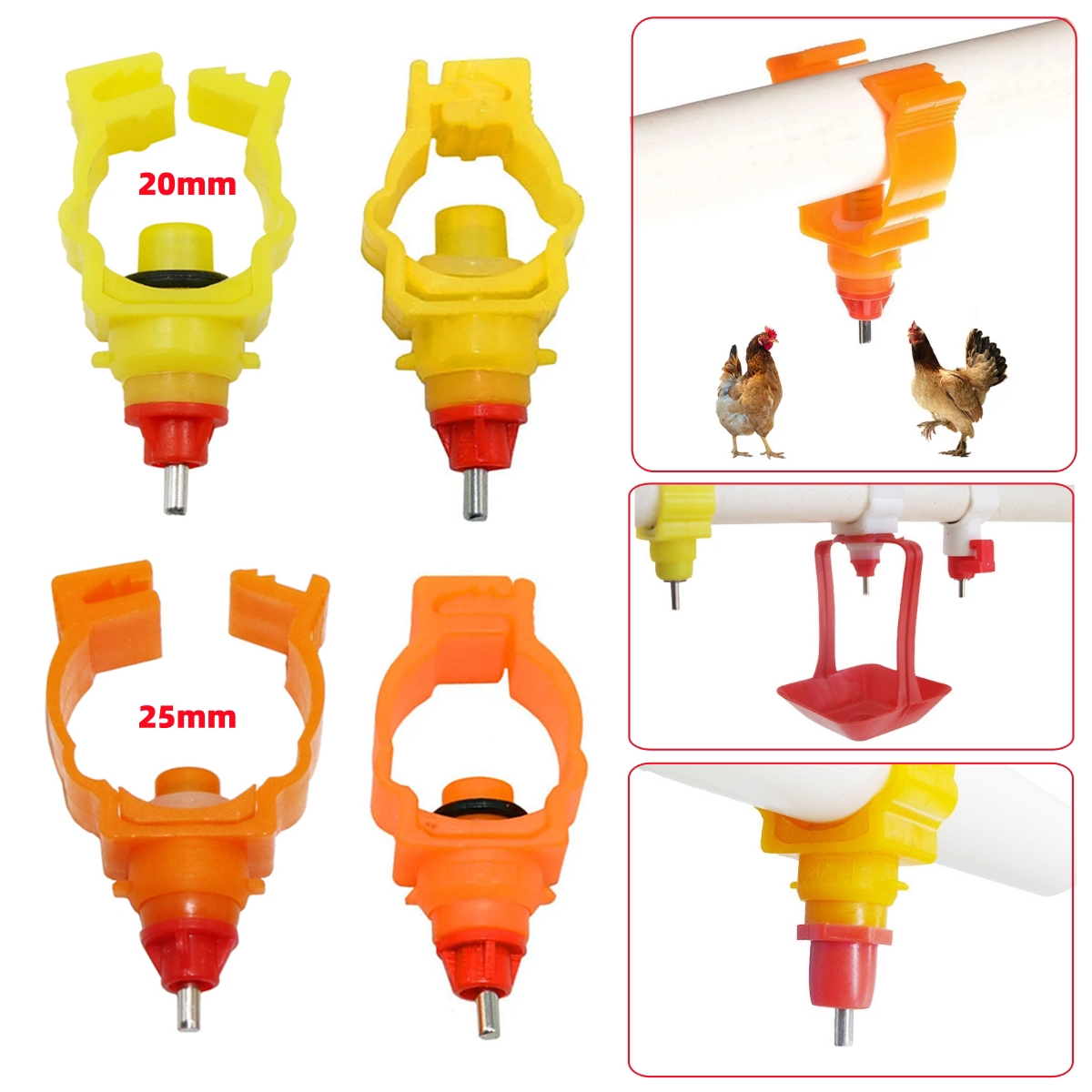 Chicken Nipple Drinker - 20mm 25mm Klem-type Gevogelte Tepel Drinken