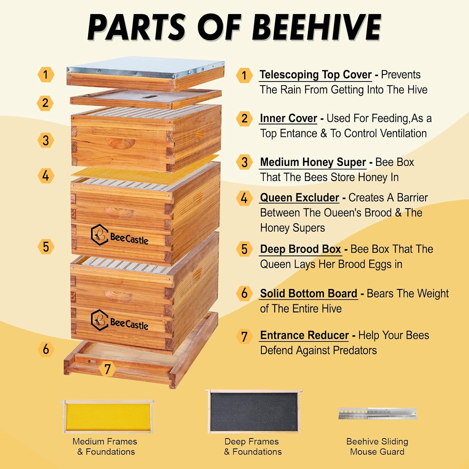 10-baards Langstroth bijenkast - Beehive Frame Wax recensie en prijs